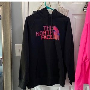 Black and pink north face hoodie size large only wore once